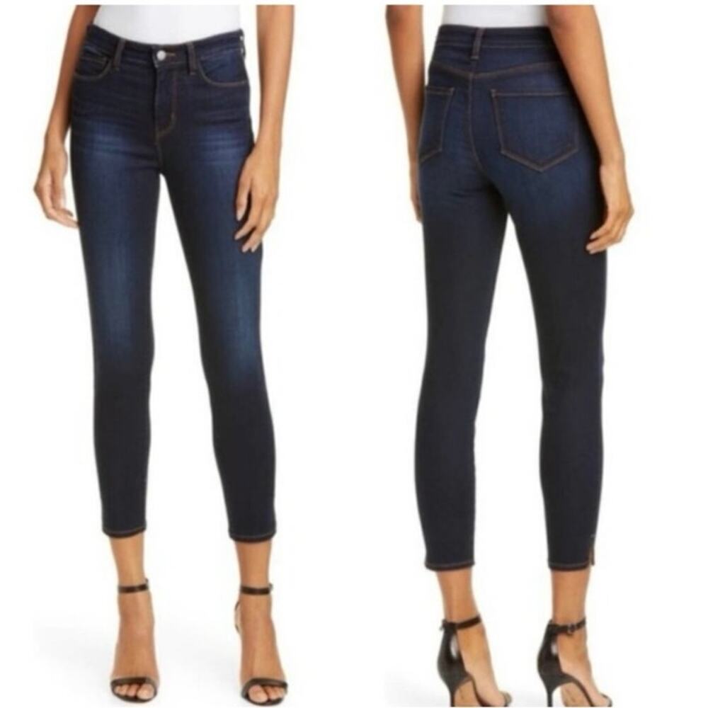 L’agence Avery High Waist Side Slit Skinny Jeans Deep Space Size 25